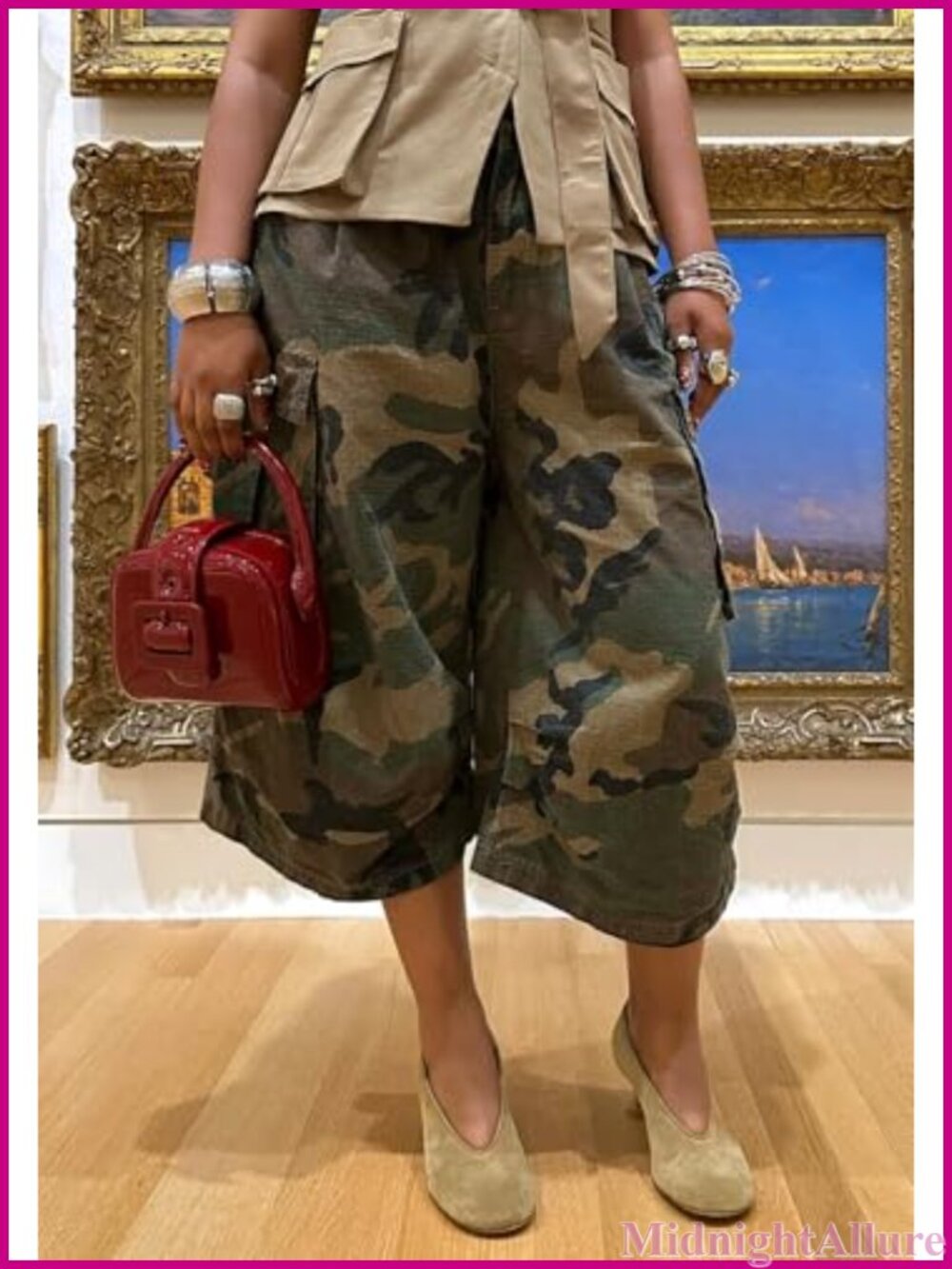 Women's Baggy Cargo Jeans Camo Wide Leg Harem Capri Denim Pants - Picture 4 of 6